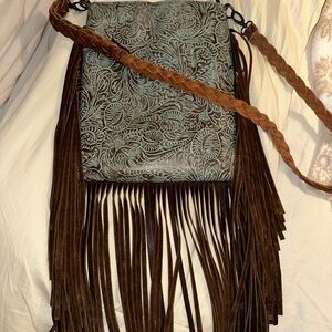 Boho Chic Embossed Fringe Bag